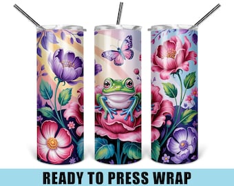 Floral Tree Frog Sublimation Transfer - Ready To Press - Tumbler Wrap