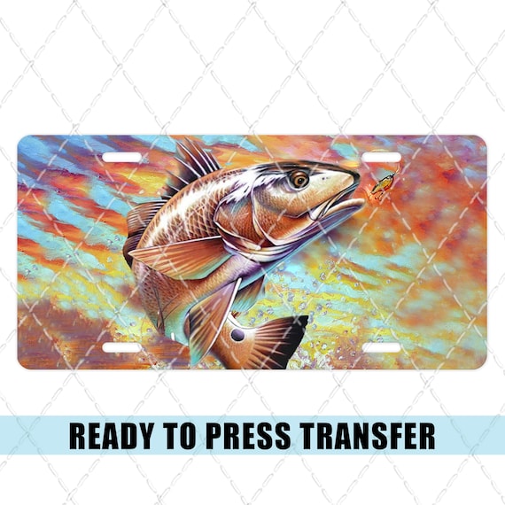 Buy Fishing License Plate Sublimation Transfer Ready to Press Heat Transfer  Car Tag Fish Jumping Fish Sunset License Plates Online in India 