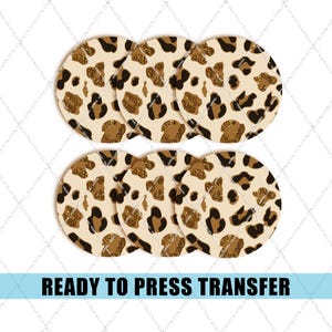 Gold Glitter Leopard Sublimation Transfer - Coaster or Ornament - Ready To Press