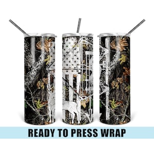 Camo Bow Hunting Tumbler Sublimation Transfer - 20/30 OZ (Ready To Press)