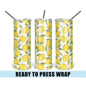 Lemons Tumbler Sublimation Transfer - Tumbler Wrap - Ready To Press - Tumbler Transfer - Lemon Tumbler Wrap - 20 OZ Wrap - 30 OZ Wrap