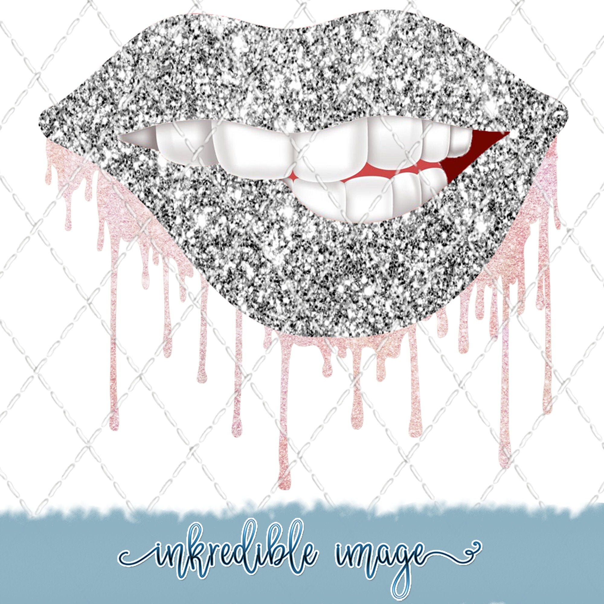 Pink Foil & Glitter Lips Clipart Set Lips Stickers 20 PNG Files Digital