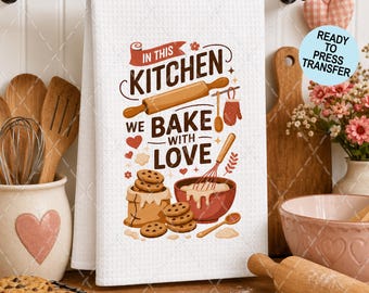 Bake With Love Sublimation Transfer - Ready To Press - Heat Transfer - Towels - 2 Pack