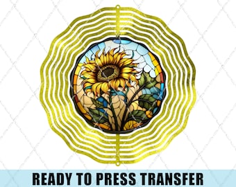 Stained Glass Sunflower - Wind Spinner Sublimation Transfer - Ready To Press - Heat Transfer - Wind Spinner - Garden - Sunflower - Mosaic