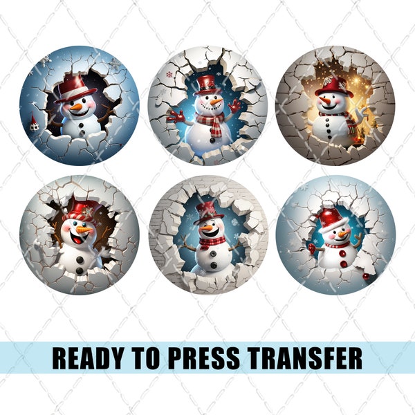 Cute 3D Snowman - Sublimation Transfer - Ready To Press - Heat Transfer - Car Coaster - Coaster - Christmas Ornament - Snowman - 3D