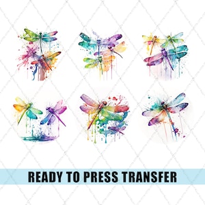 Watercolor Dragonfly Coaster Sublimation Transfer - Ready To Press - Coaster Transfer - Ornament Transfer - Dragonfly Coaster Transfers