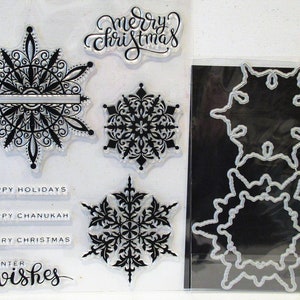 Juego de sellos y troqueles SHIMMERING SNOWFLAKES + Bono de Stampin up