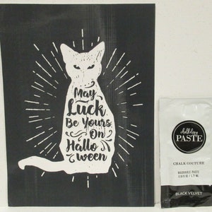 Halloween Cat Transfer & Chalk Couture paste Sample reusable silk screen stencil