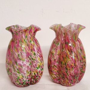 Par de jarrones de cristal de Murano. Italia, 1940s.