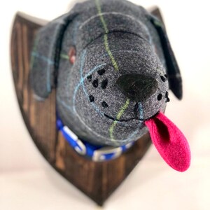 Handmade Tartan Tweed Dog Head Wall Mount, Scottish Gift