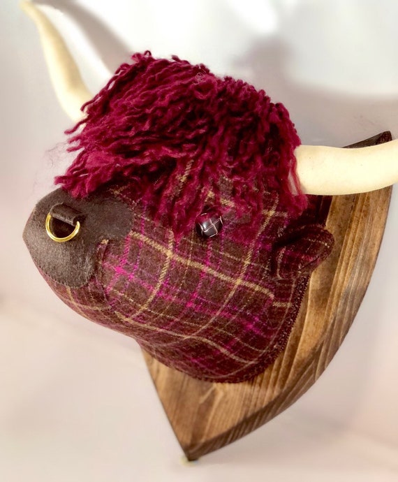 Handmade Highland Cow Trophy Head Made in Tartan and Tweeds. Etsy