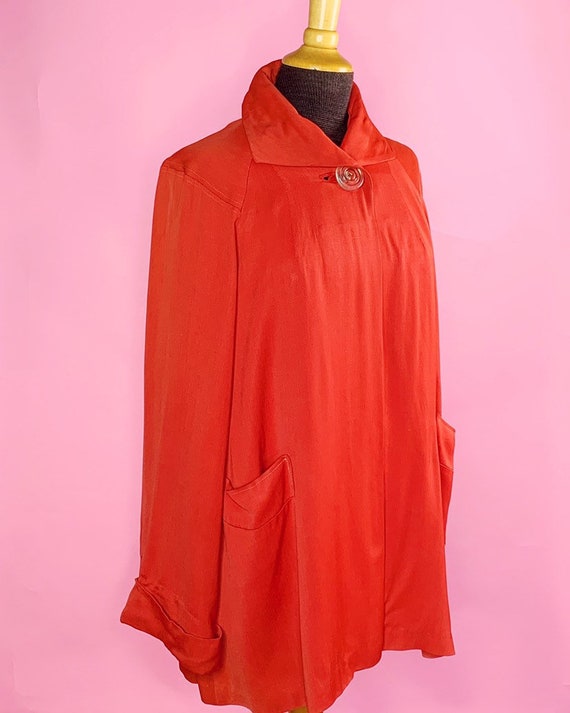 1940s | Orange Red Vintage Swing Jacket | US M
