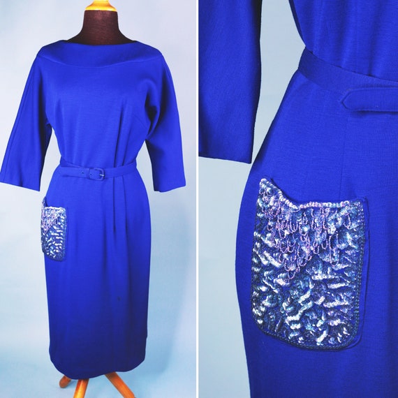 1960s | Vintage Cobalt Blue Wiggle Dress | US 8