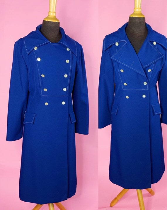 1960s | Navy Blue Mod Trench Coat | US S/M
