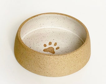 Pet Bowl Minimalist Dog Cat Dish Paw Print Design