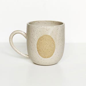 Satin White Speckle Mug 20oz | Minimalist Geometric Design Stoneware