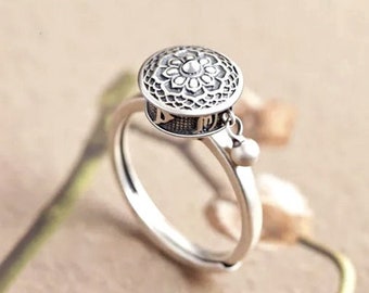 Gebetsmühle Ring Silber Spinner Ring verstellbar Fidget Ring Tibetische Gebetsmühle Spinner Ring Damen Silber Spinner Ring Geschenk für Sie