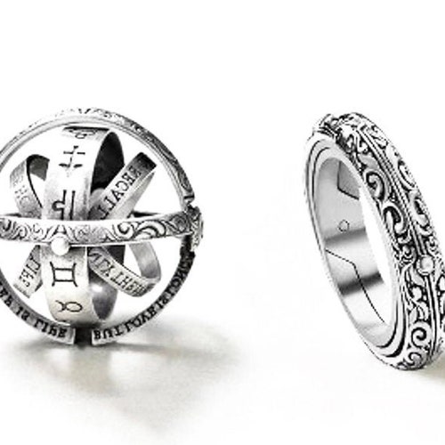 Astrology Ring Astronomical Sphere Ring Silver Armillary Ring ...