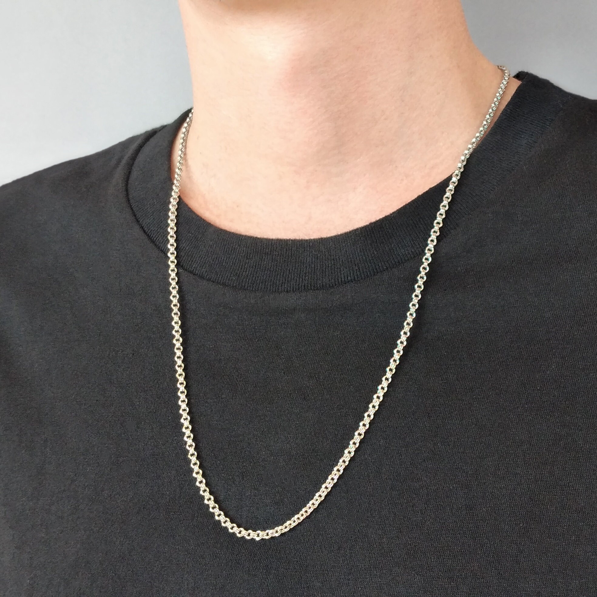 3 mm Double Cable Chain Stainless Steel Necklace 18 Inch Etsy
