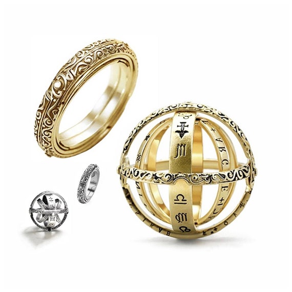 Astronomical Sphere Ring Armillary Ring Gold Silver Horoscope - Etsy