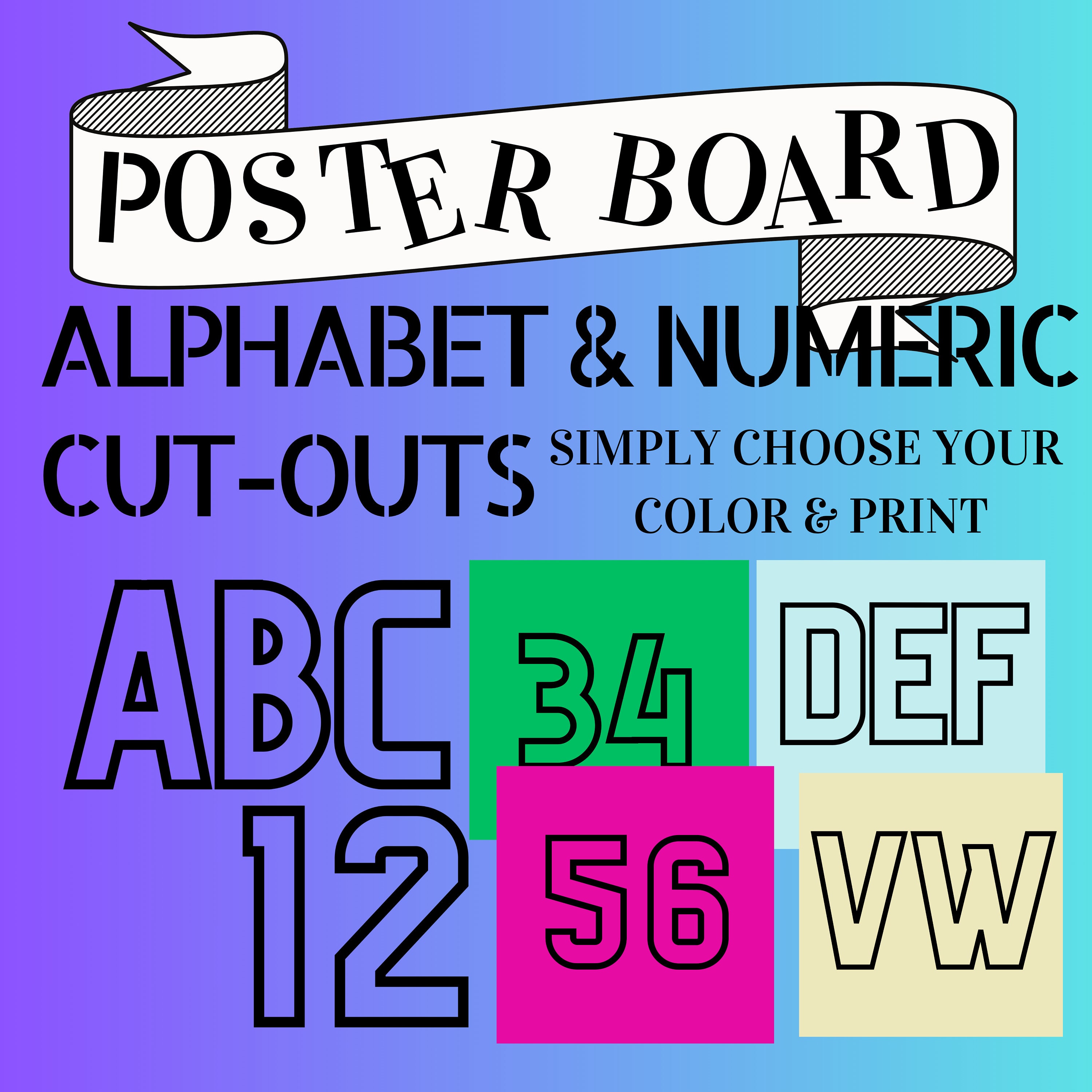 Alpha Bets Numeric Alpha & Numeric | POSTER BOARD Cut-outs | TEACHER | Class Decoration ...