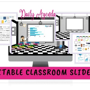 EDITABLE, CLASSROOM, SLIDES, editable Graphs, Tables, Charts, Bitmoji, Todays Agenda, Digital Download