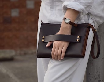 Bolso de mano: hecho a mano en piel auténtica