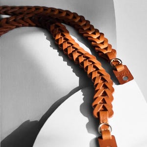 Tan Leather Camera Strap hand braided and stitched | Italy leather