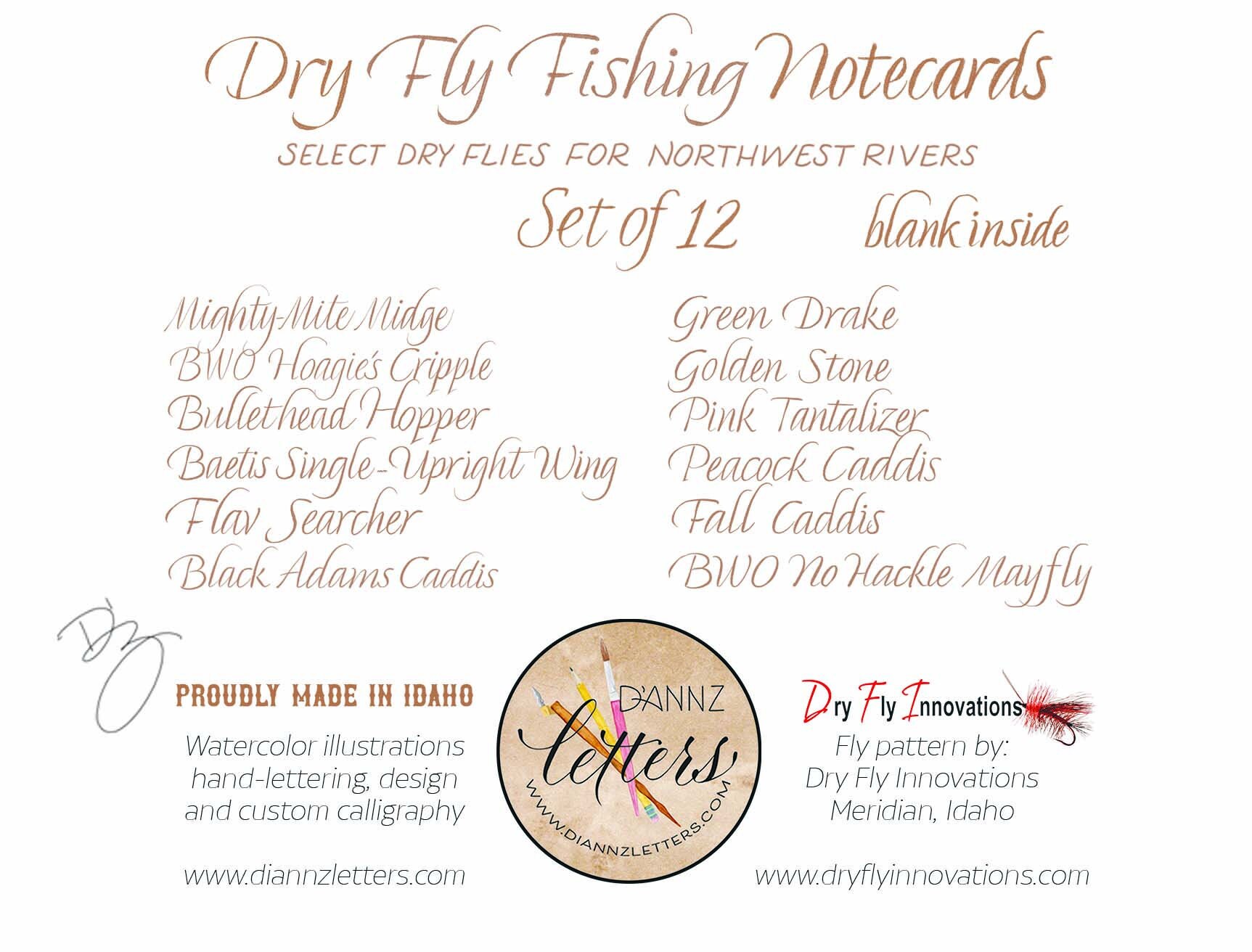 Dry Fly Fishing Note Cards Set of 12 Etsy