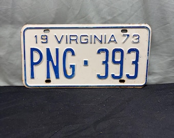 Vintage 1973 Virginia State license plate.