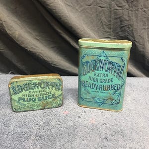 Pair of vintage tobacco tins. Tobacco tins. Edgeworth tobacco. Vintage tobacciana.