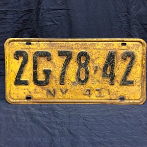 Vintage 1941 New York State license plate.