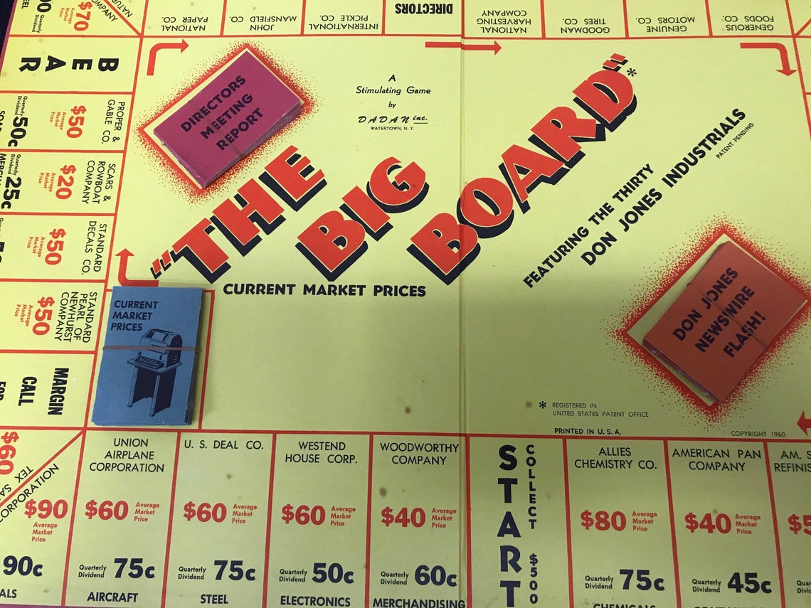 Vintage 1960 the Big Board Stock Market Game by Dadan Inc. of - Etsy