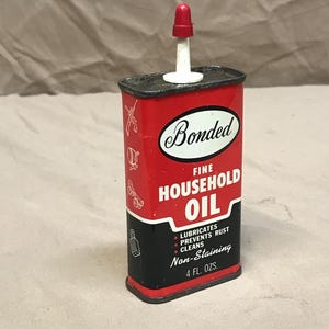 Vintage Bonded Fine Household Oil Can. Vintage Oil Can.