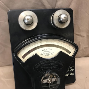 Large Vintage Weston Desktop DC Ammeter Model Number 1, Ammeter Meter, Bench Top DC Ammeter, Steampunk Meter, Weston Ammeter.