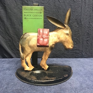 Vintage Tin Mechanical Donkey Novelty Cigarette Dispenser.