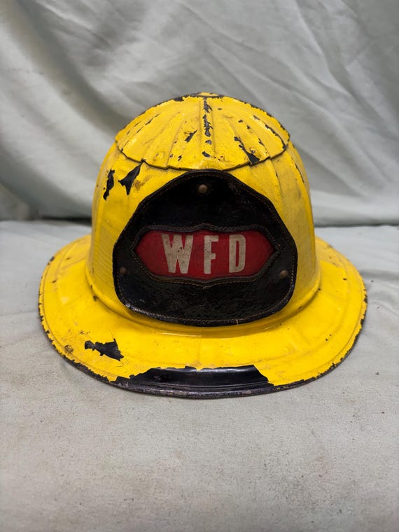 Vintage 1965 Cairns and Brother Model 350 Aluminum Fire Helmet- Watertown NY WFD- Intact Liner. View 3
