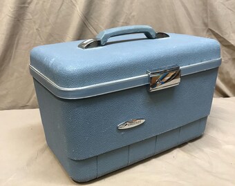 USA Vintage SEARS 60’s Travel Carry Bag 1960's-70's Vintage Sears Luggage Carry On Travel Bag Case Bright