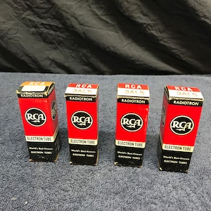 Lot of Four RCA Radiotron Tubes, Miniature Electron Tubes. Vacuum Tubes. RCA 3AL5 Tubes.