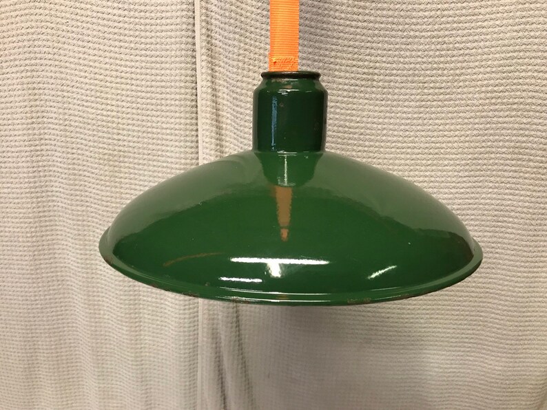 Vintage 14 Inch Green Enamel Light Shade. Industrial Lamp Etsy