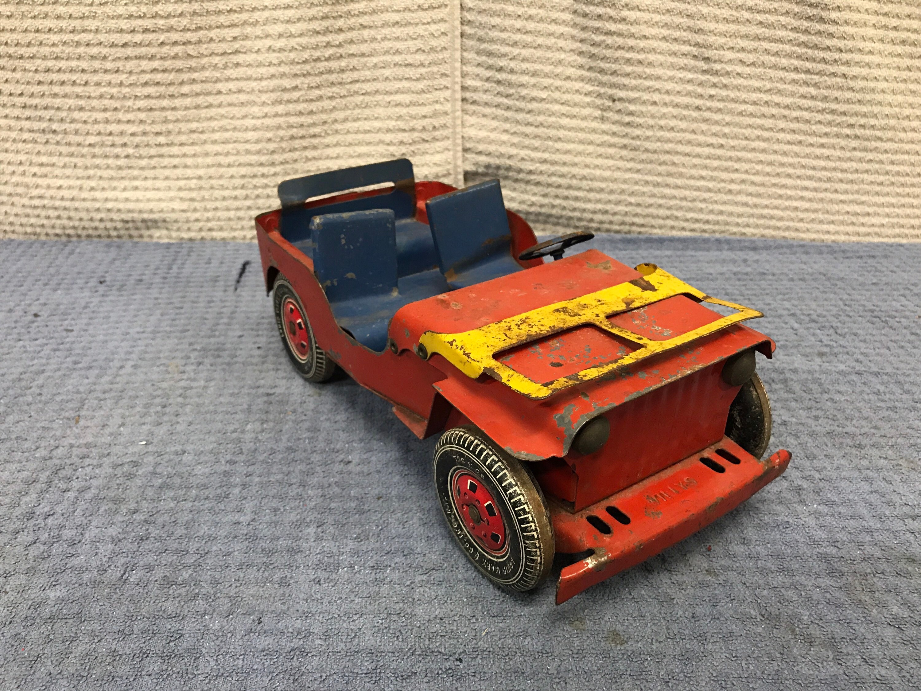 Vintage mid century Marx tin toy Willys Jeep. Etsy