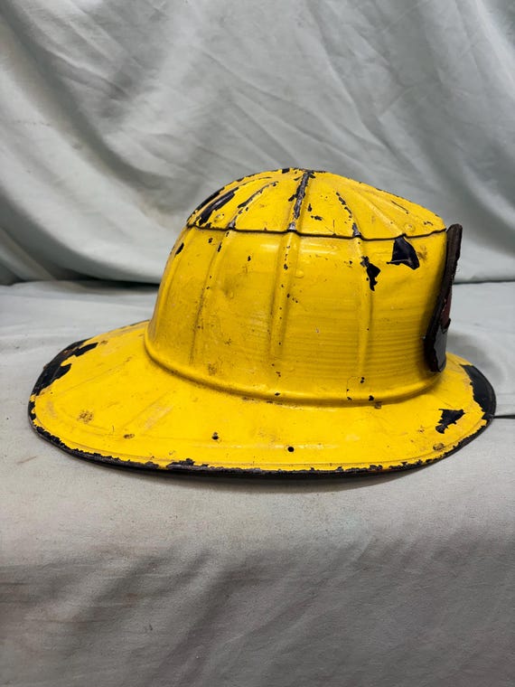 Vintage 1965 Cairns and Brother Model 350 Aluminum Fire Helmet- Watertown NY WFD- Intact Liner. View 4