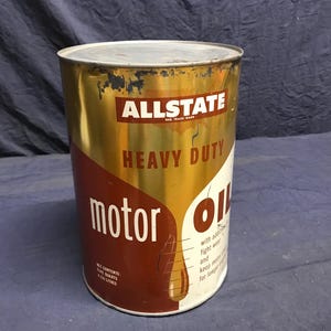 Vintage 5 quart Allstate oil can. LARGE Allstate oil can. Metal oil can.