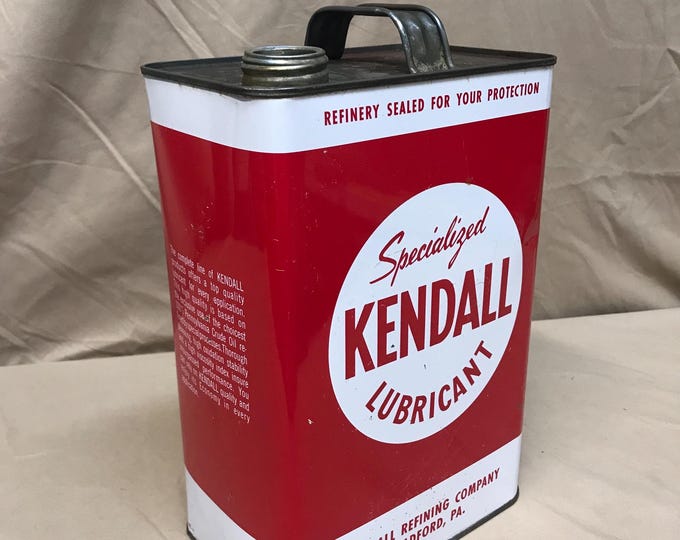Kendall Oil Rack Vintage 1 Gallon Kendall Oil Can. LARGE Kendall Oil Can. Metal Oil Can ...
