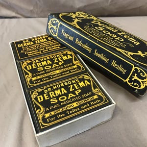 Vintage early century new old stock Dr. Hobsons Derma Zema Soap. Vintage bathroom decor.