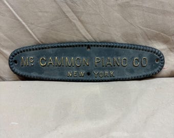 Vintage Mc Cammon Piano Co New York Advertising Plaque – Cast Iron Material