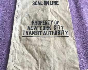 Vintage New York City Transit Authority Canvas Money Bag.