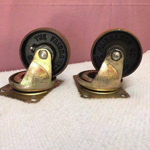 Lot of two Larger 4 inch Fairbanks Company 4M swivel casters. Industrial salvage. Industrial casters. Hardware.