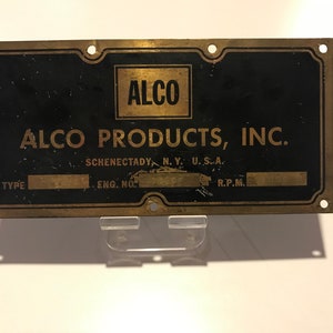 Vintage ALCO 244H Diesel Engine Builders Plate. Alco Builders Name Plate.