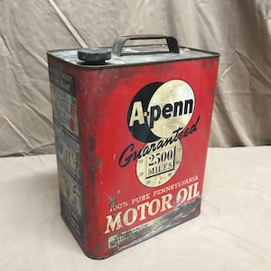 Vintage 2 gallon A Penn Motor Oil can. LARGE A Penn oil can. Metal oil can. Vintage petroliana. Pennsylvania oil can.